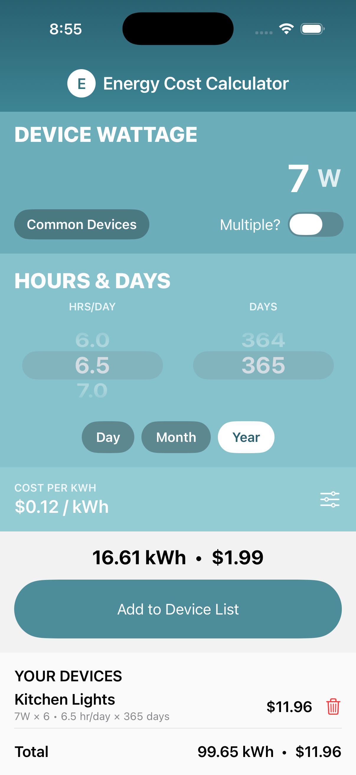 Energy Cost Calculator